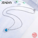 925 Silver Sapphire Zircon Necklace Women Wedding Jewelry