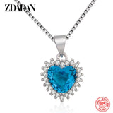 925 Silver Sapphire Zircon Necklace Women Wedding Jewelry