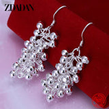 925 Silver Smooth Bead Drop Earrings Wedding Party Gift