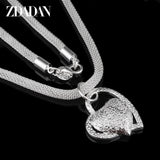 925 Silver Heart Pendant Necklace Chain Wedding Engagement Jewelry