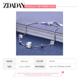 925 Silver Square Crystal Bracelet Women Wedding Jewelry