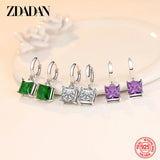 925 Silver Square Dangle Earrings Women Gift