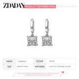 925 Silver Square Dangle Earrings Women Gift