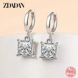 925 Silver Square Dangle Earrings Women Gift
