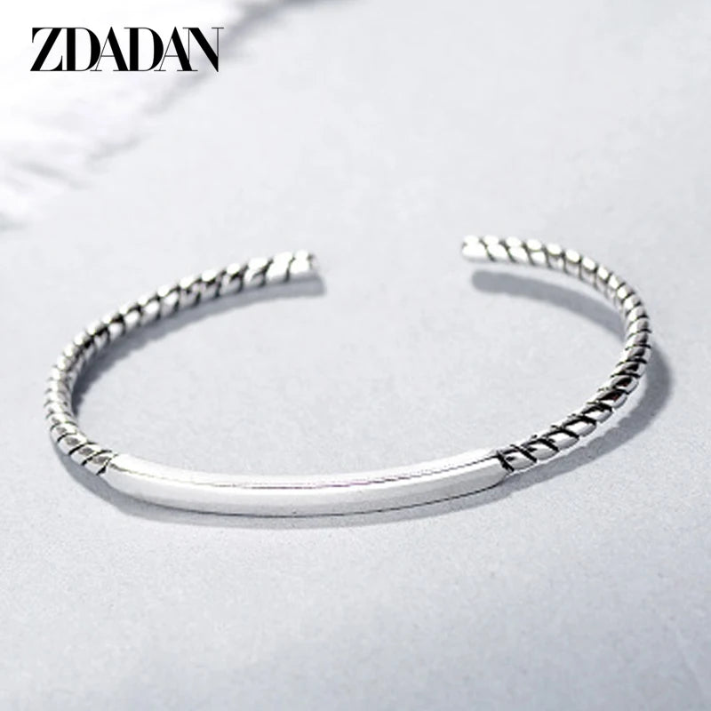 925 Silver Square Open Cuff Bracelet Wedding Jewelry