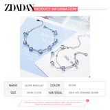 925 Silver Square Rainbow Crystal Bracelet Wedding Jewelry