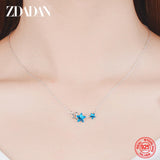 925 Silver Star Crystal Necklace Chain For Women Wedding Jewelry