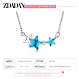 925 Silver Star Crystal Necklace Chain For Women Wedding Jewelry