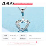 925 Silver Star Heart Zircon Necklace Women Engagement Jewelry
