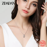 925 Silver Star Heart Zircon Necklace Women Engagement Jewelry