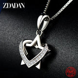 925 Silver Star Heart Zircon Necklace Women Engagement Jewelry