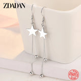 925 Silver Star Tassel Drop Earrings Women Jewelry