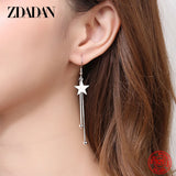 925 Silver Star Tassel Drop Earrings Women Jewelry