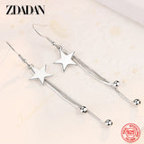 925 Silver Star Tassel Drop Earrings Women Jewelry