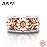 925 Silver Sunflower Crystal Ring Women Rings Jewelry