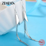 925 Silver Tassel Long Drop Earrings Wedding Jewelry