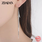 925 Silver Tassel Long Drop Earrings Wedding Jewelry
