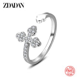 925 Silver Cross Zircon Open Ring Wedding Party Gift