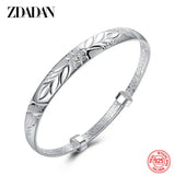 925 Silver Pattern Carved Cuff Bracelet for Women Anniversary