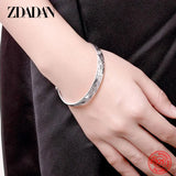 925 Silver Pattern Carved Cuff Bracelet for Women Anniversary