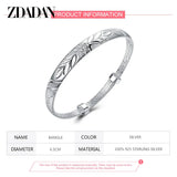 925 Silver Pattern Carved Cuff Bracelet for Women Anniversary