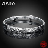 925 Silver Pattern Carved Cuff Bracelet for Women Anniversary