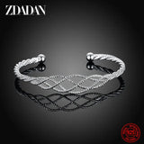 925 Silver Twine Open Cuff Bracelet for Wedding