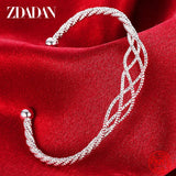 925 Silver Twine Open Cuff Bracelet for Wedding