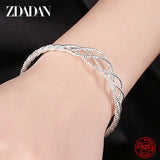 925 Silver Twine Open Cuff Bracelet for Wedding