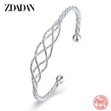 925 Silver Twine Open Cuff Bracelet for Wedding