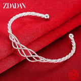 925 Silver Twine Open Cuff Bracelet for Wedding