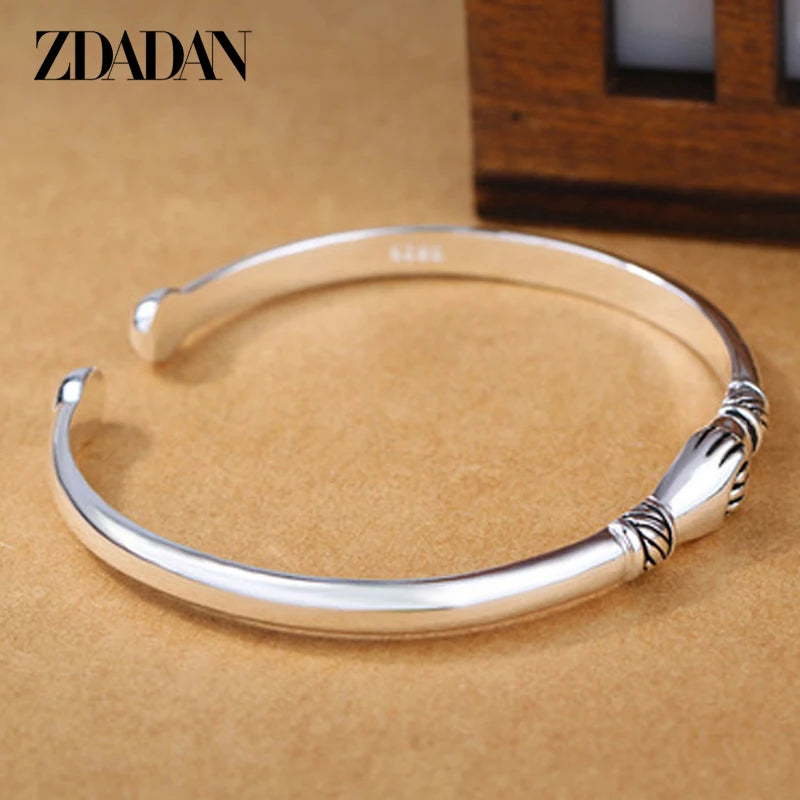 925 Silver Vintage Handshake Bracelet&Bangle For Women Jewelry