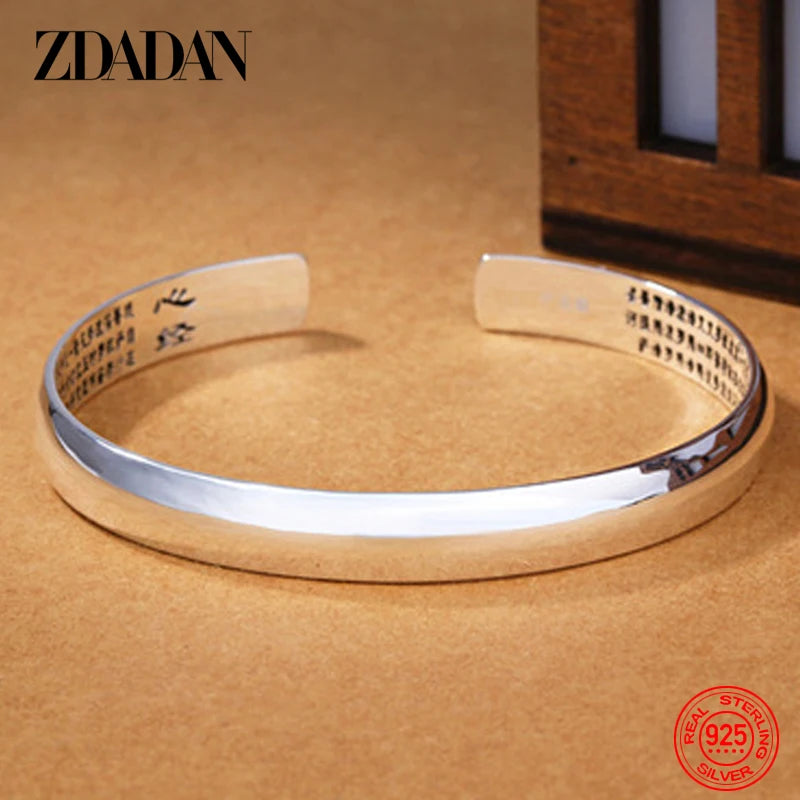 925 Silver Vintage Cuff Bangle Wedding Jewelry Women Accessories