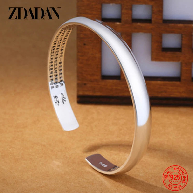 925 Silver Vintage Cuff Bangle Wedding Jewelry Women Accessories