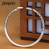 925 Silver Vintage Open Cuff Bracelet Bangle For Women Men