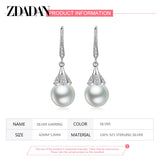 925 Silver Water Drop Pearl Long Earrings Women Jewelry