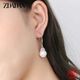 925 Silver Water Drop Pearl Long Earrings Women Jewelry