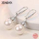 925 Silver Water Drop Pearl Long Earrings Women Jewelry