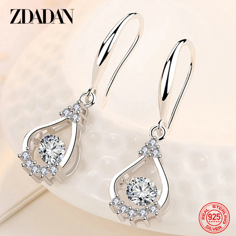 925 Silver Water Drop Dangle Earrings Women Jewelry