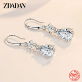 925 Silver Water Drop Dangle Earrings Women's Party Gift