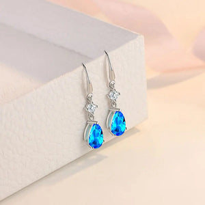 925 Silver Water Drop Dangle Earrings Women's Party Gift