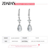 925 Silver Water Drop Dangle Earrings Women's Party Gift