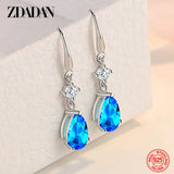 925 Silver Water Drop Dangle Earrings Women's Party Gift