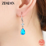 925 Silver Water Drop Dangle Earrings Women's Party Gift