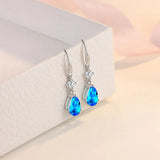 925 Silver Water Drop Dangle Earrings Women's Party Gift