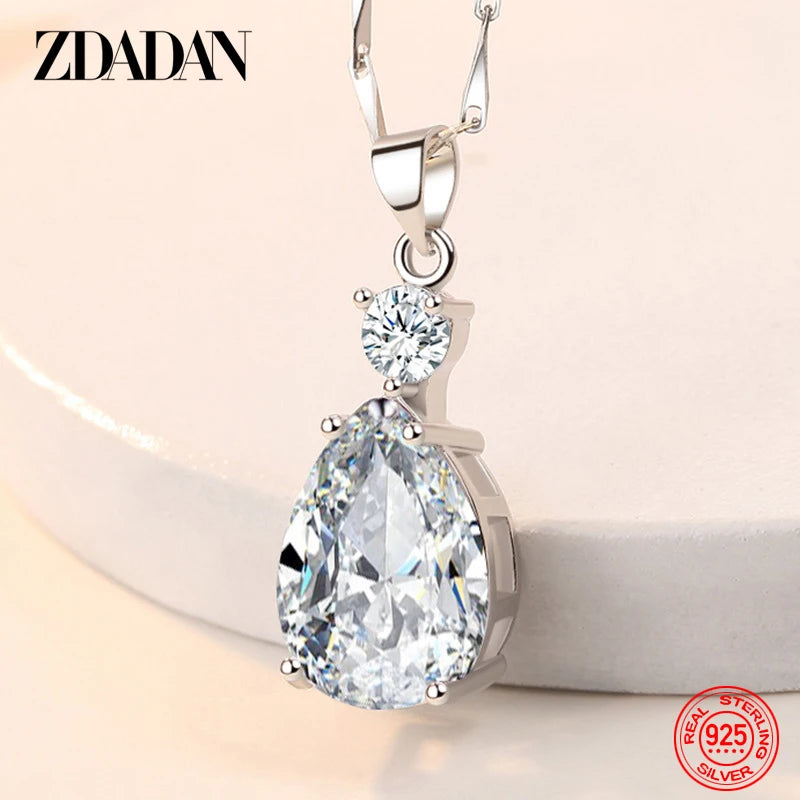 925 Silver Water Drop Pendant Necklaces for Women