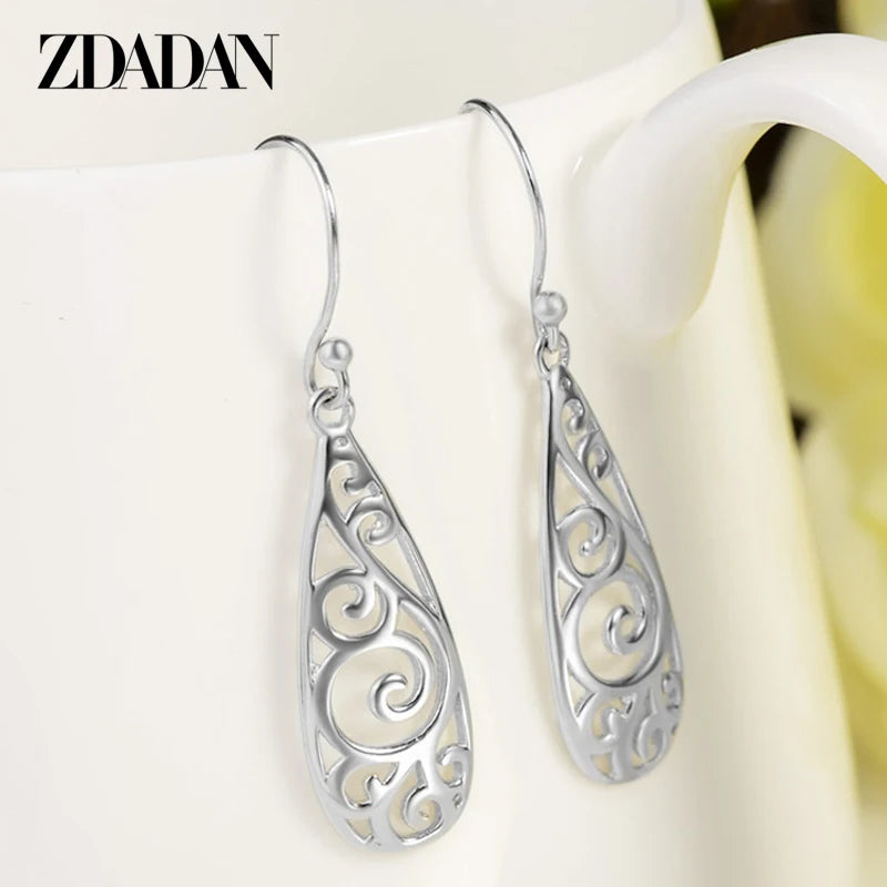 925 Silver Water Droplets Dangle Earrings For Women