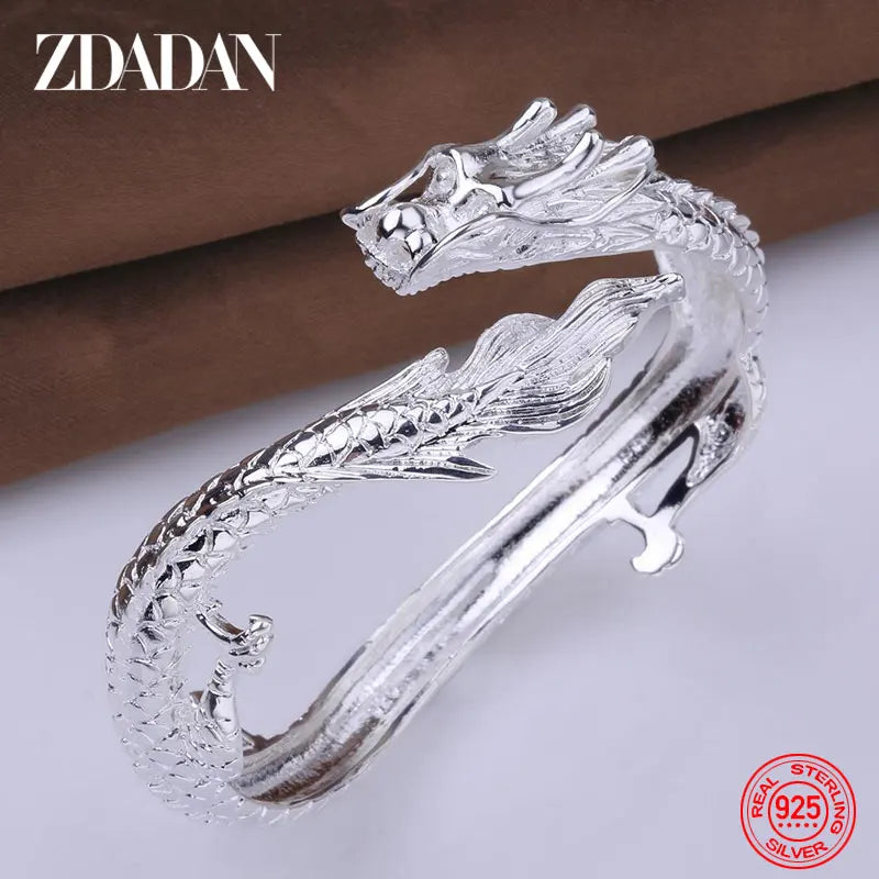 925 Silver Dragon Cuff Bracelet For Women Wedding