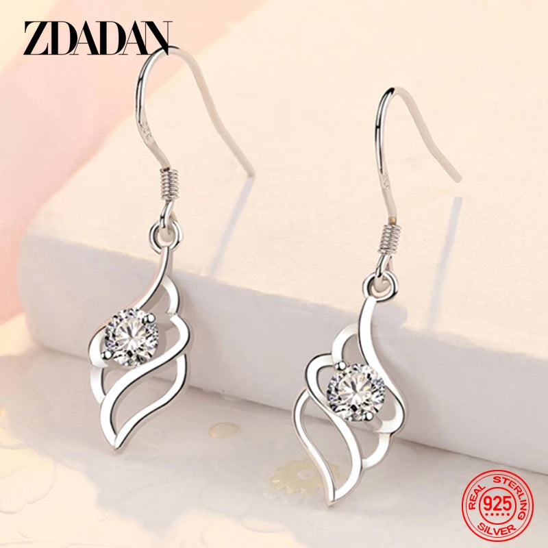 925 Silver Zircon Dangle Earrings Wedding Jewelry