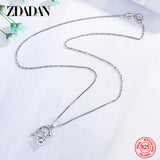 925 Silver Zircon Dolphin Necklace Women Sweet Jewelry Gift